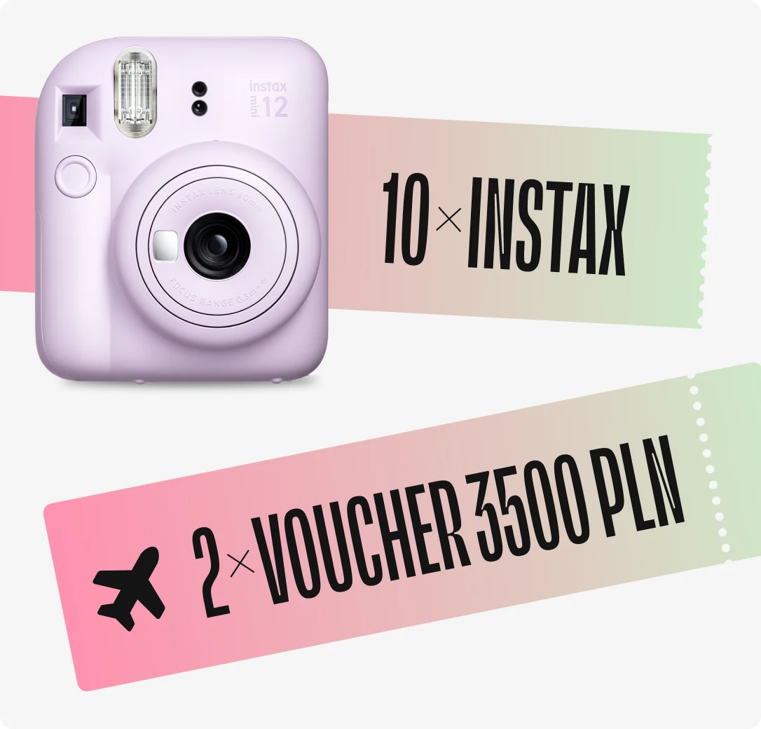 10x Instax, 2x voucher 3500 zł