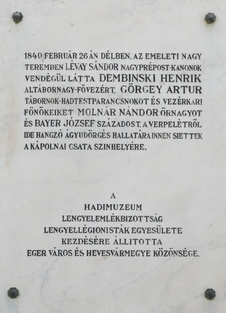 Eger - tablica upamiętniająca Henryka Dembińskiego