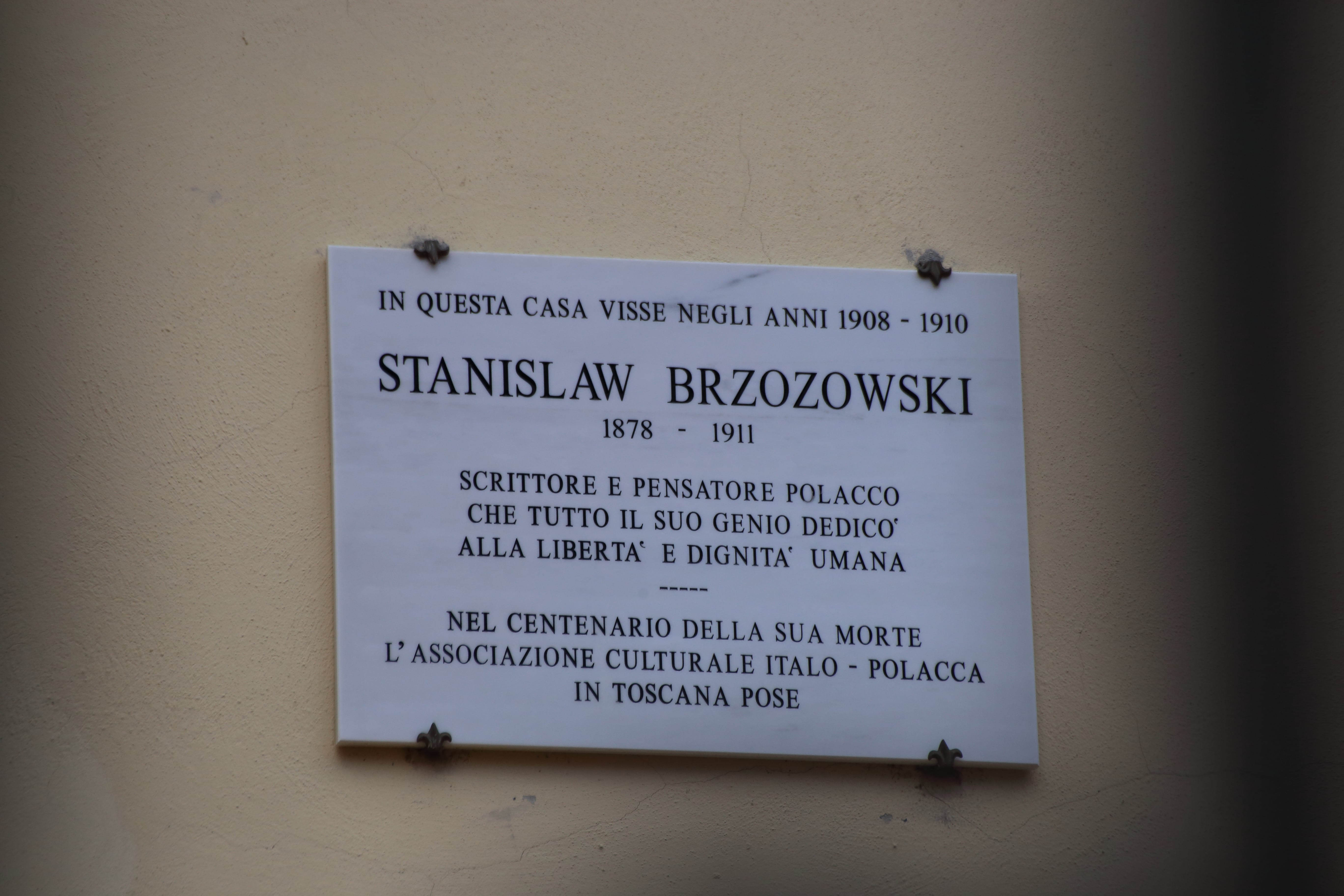 Florencja - tablica upamiętniająca Stanisława Brzozowskiego