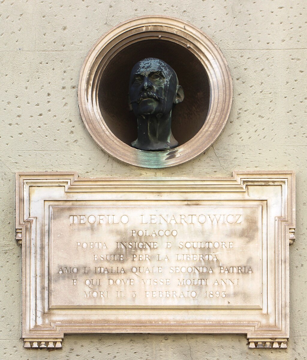 Florencja - tablica i popiersie upamiętniające Teofila Lenartowicza