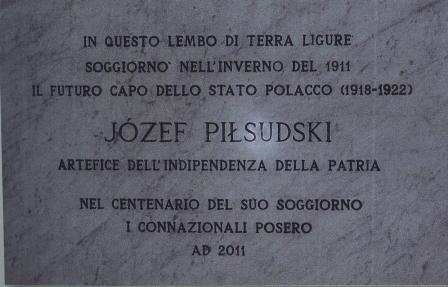 Genua - tablica upamiętniająca Marszałka Józefa Piłsudskiego