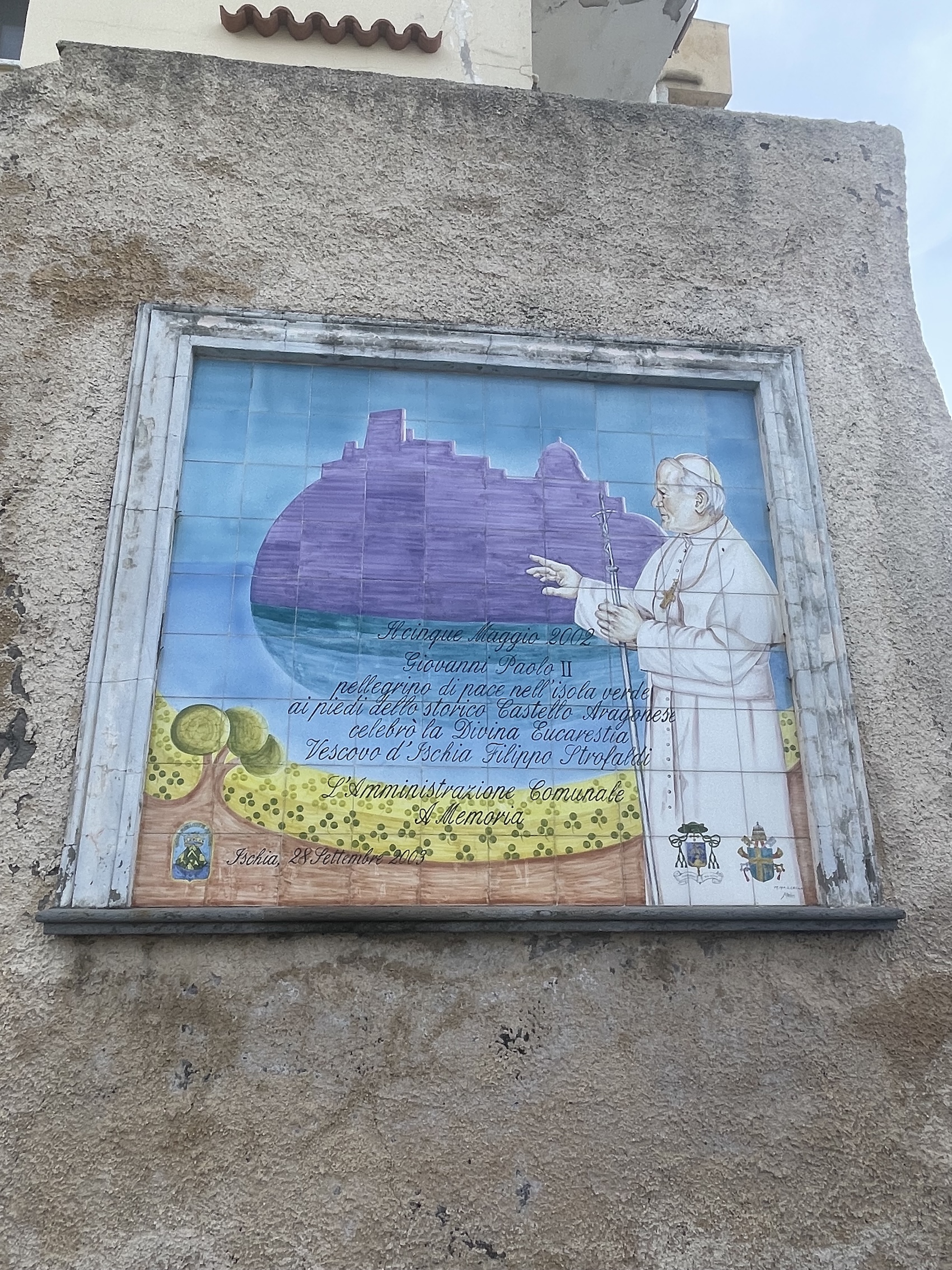 Włochy - Ischia Ponte - panel ceramiczny upamiętniający Jana Pawła II