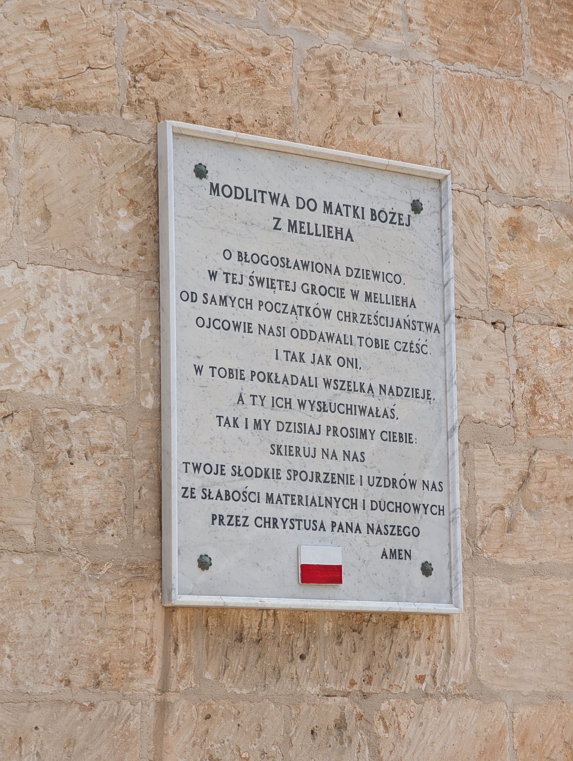 Malta - Mellieħa - tablica upamiętniająca wizytę Jana Pawła II