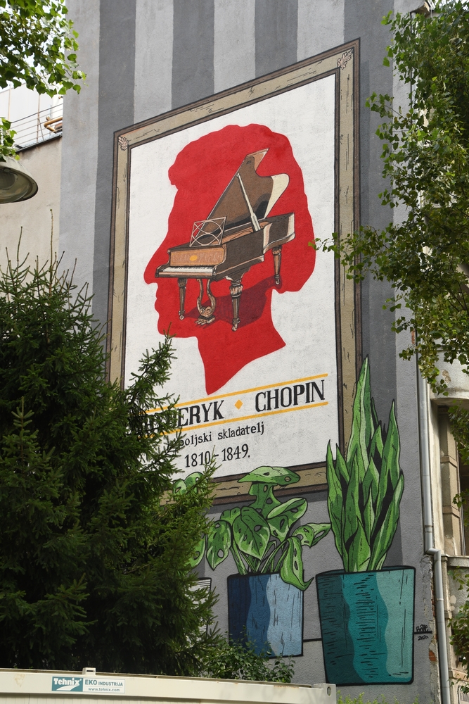 Chorwacja - Zagrzeb - mural upamiętniający Fryderyka Chopina