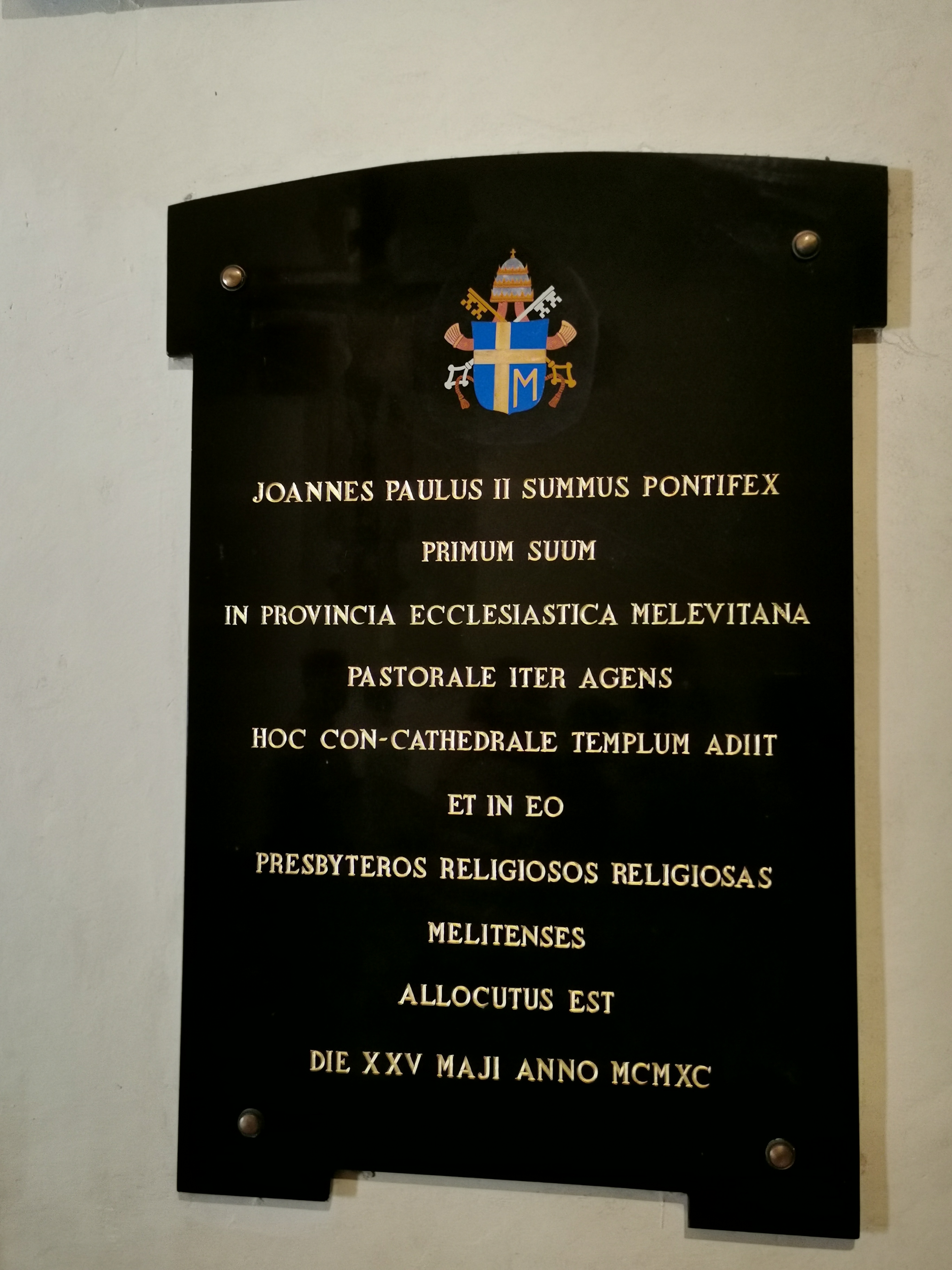 Malta - Valetta - tablica upamiętniająca pierwszą podróż apostolską na Malcie