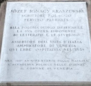 Wenecja - tablica upamiętniająca Józefa Ignacego Kraszewskiego