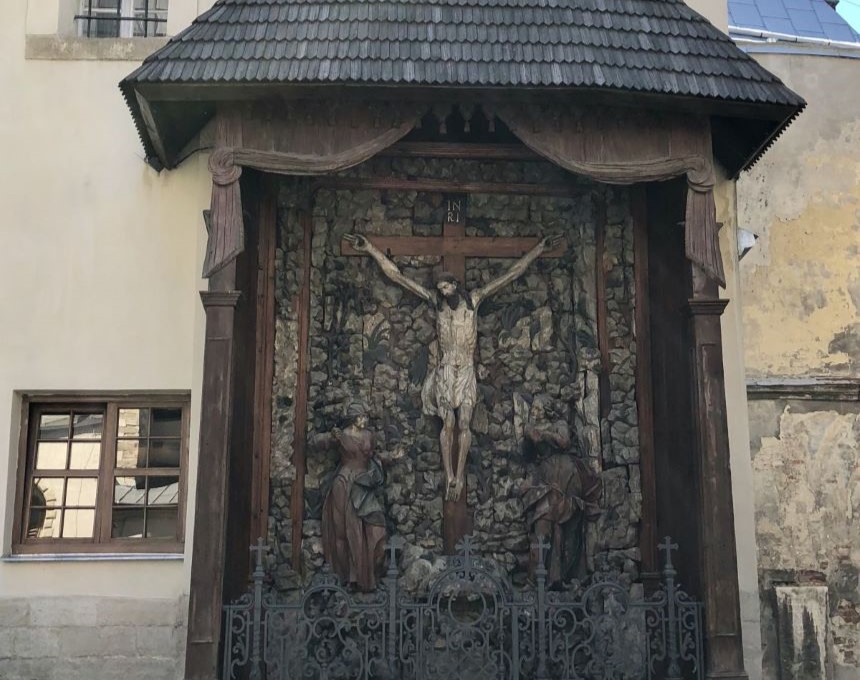 Golgotha - "Crucifixion" in the courtyard of the Armenian Cathedral in Lviv