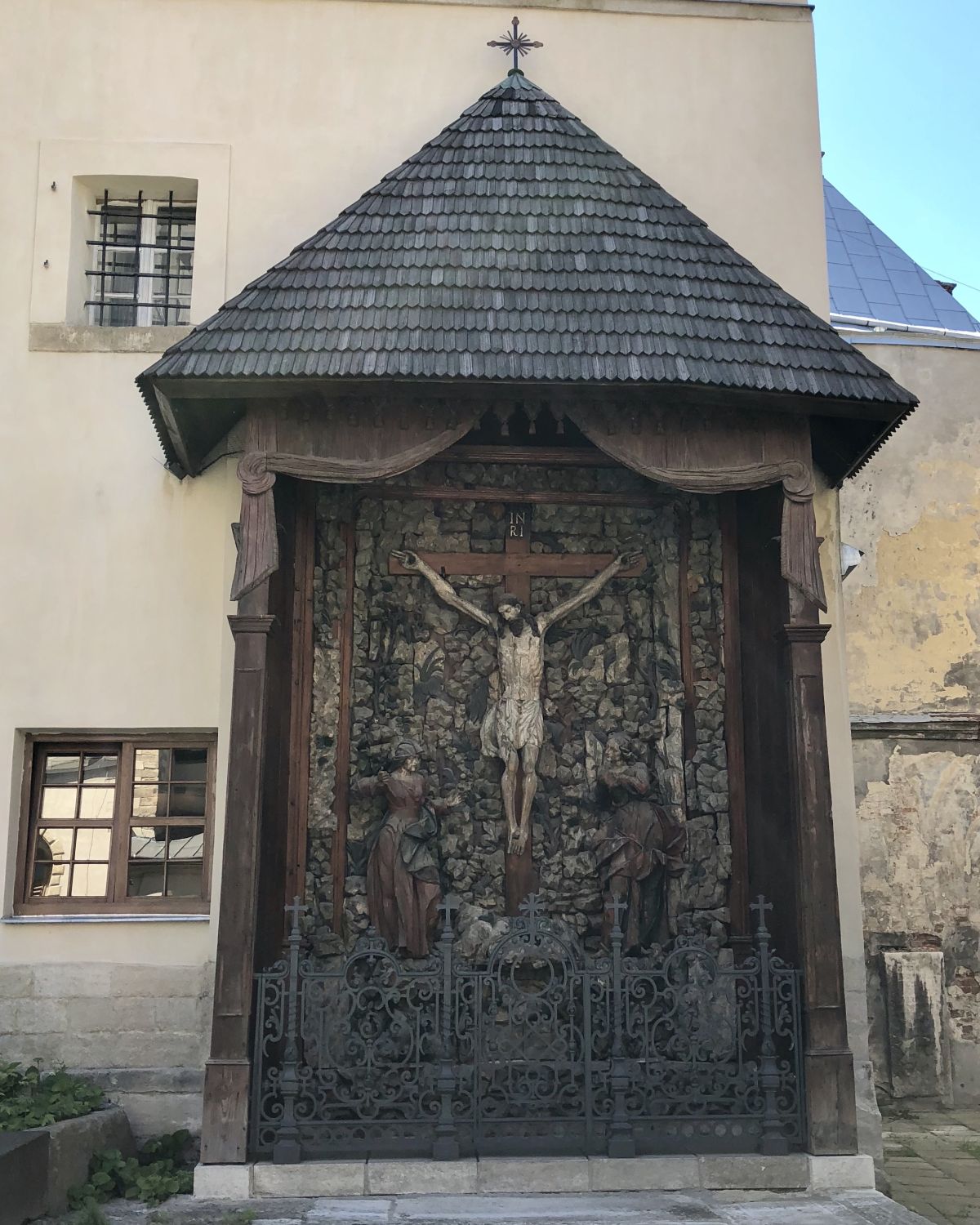 Golgotha - "Crucifixion" in the courtyard of the Armenian Cathedral in Lviv