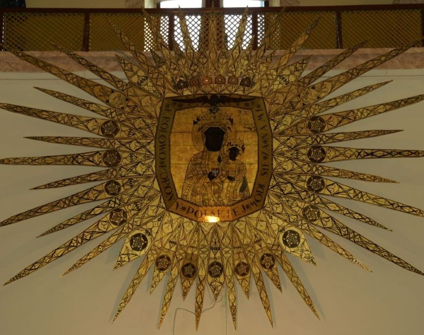 Glass painting with an image of the Virgin Mary in Mersin