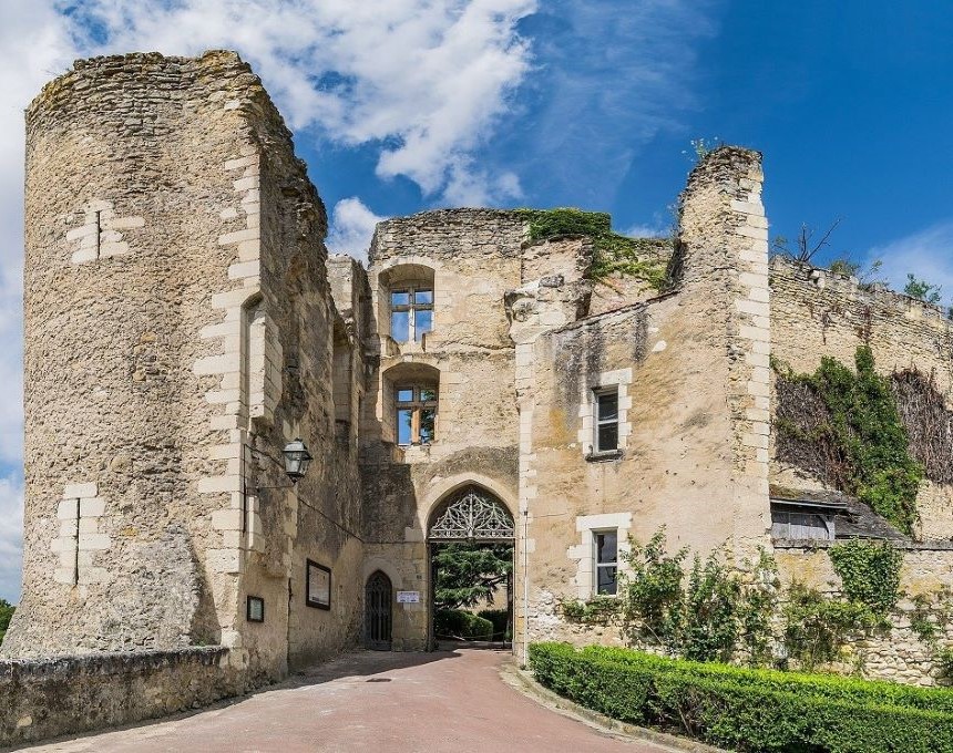 Montrésor castle, 11th-16th century, view from the garden side of the so-called 'Renaissance house', Montrésor, France