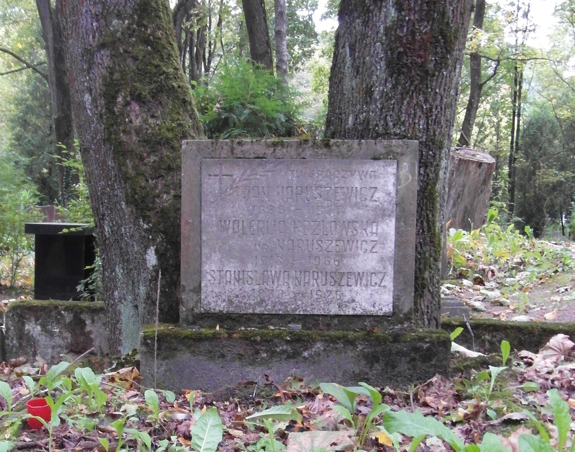 Inscription from the tombstone of Jan, Stanislaw Narushevich, Valerja Kozlowska, St Michael's cemetery in Riga, as of 2021.