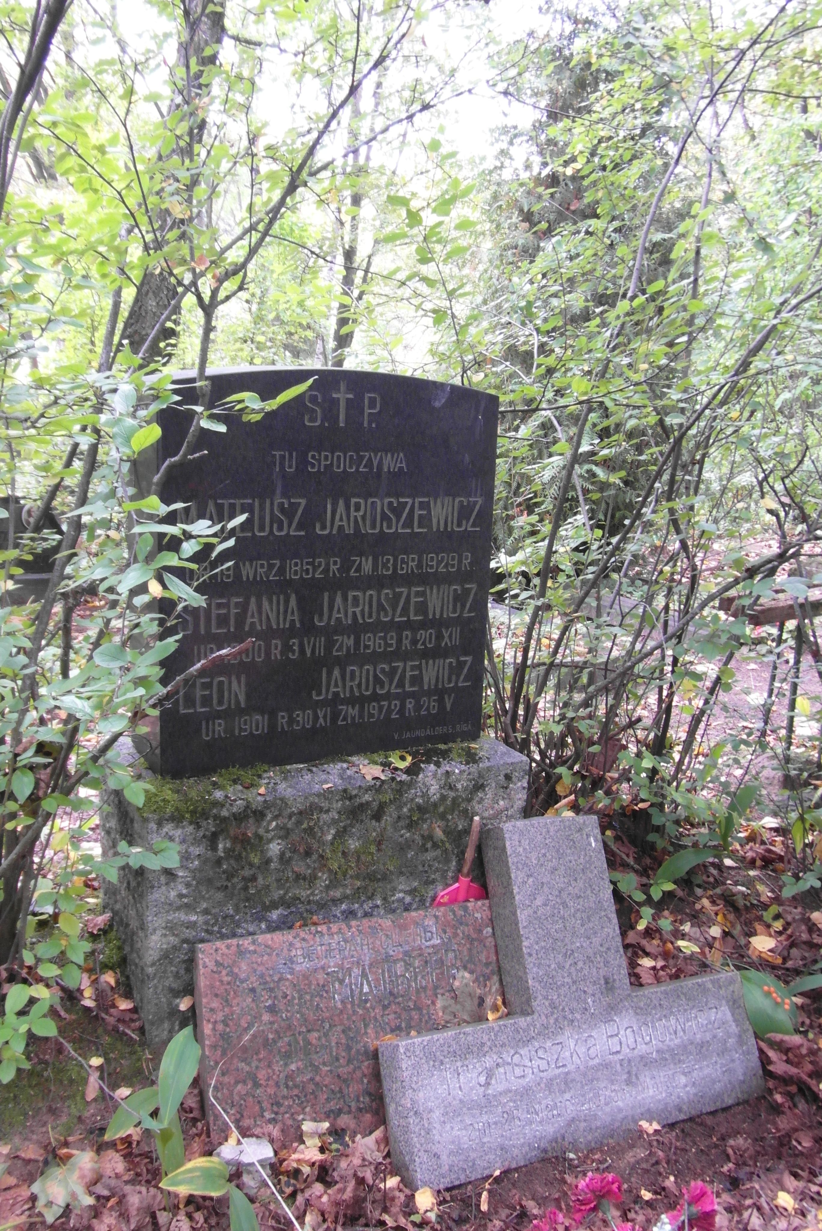 Tombstone of Franciszka Bogowicz, St Michael's cemetery in Riga, as of 2021.