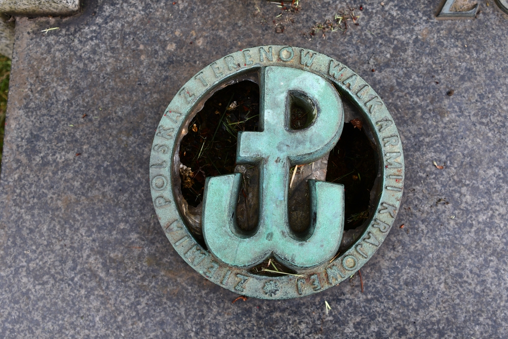 Fragment of the gravestone of Tadeusz Komorowski a.k.a. "Bór" in London at Gunnersbury Cemetery