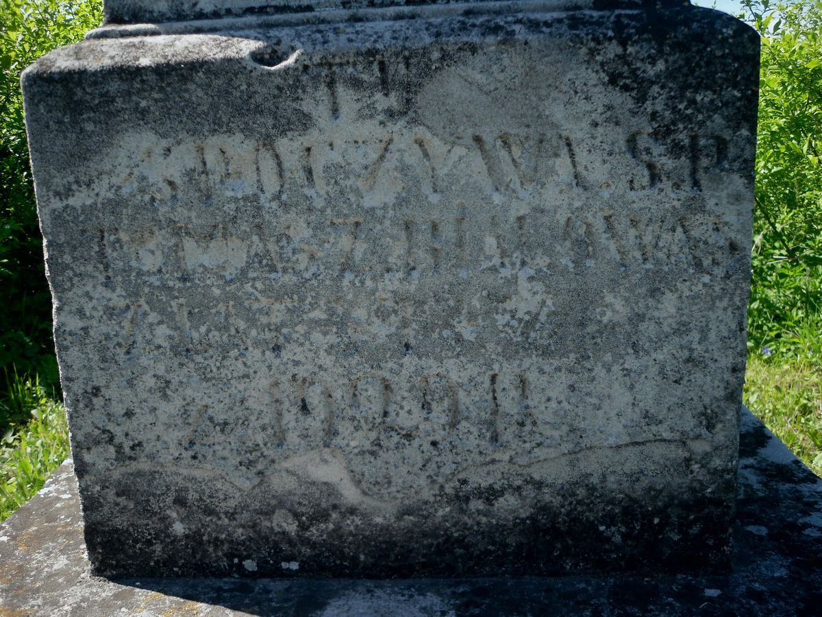 Inskrypcja z nagrobka Tomasza Bialowąsa, cmentarz w Ihrowicy