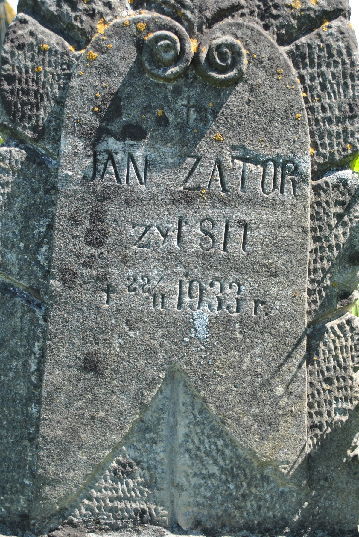 Tombstone of Jan Zator, cemetery in Poczapińce