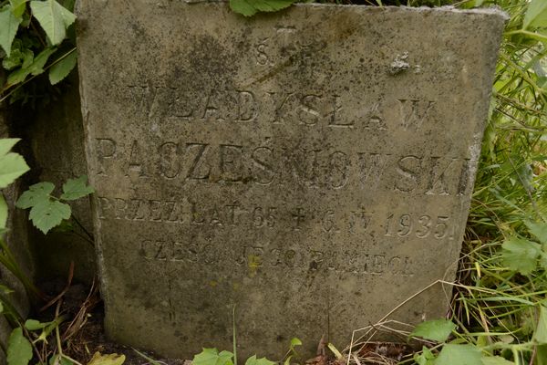 Fragment grobowca Władysława Pacześniowskiego, cmentarz w Czystyłowie
