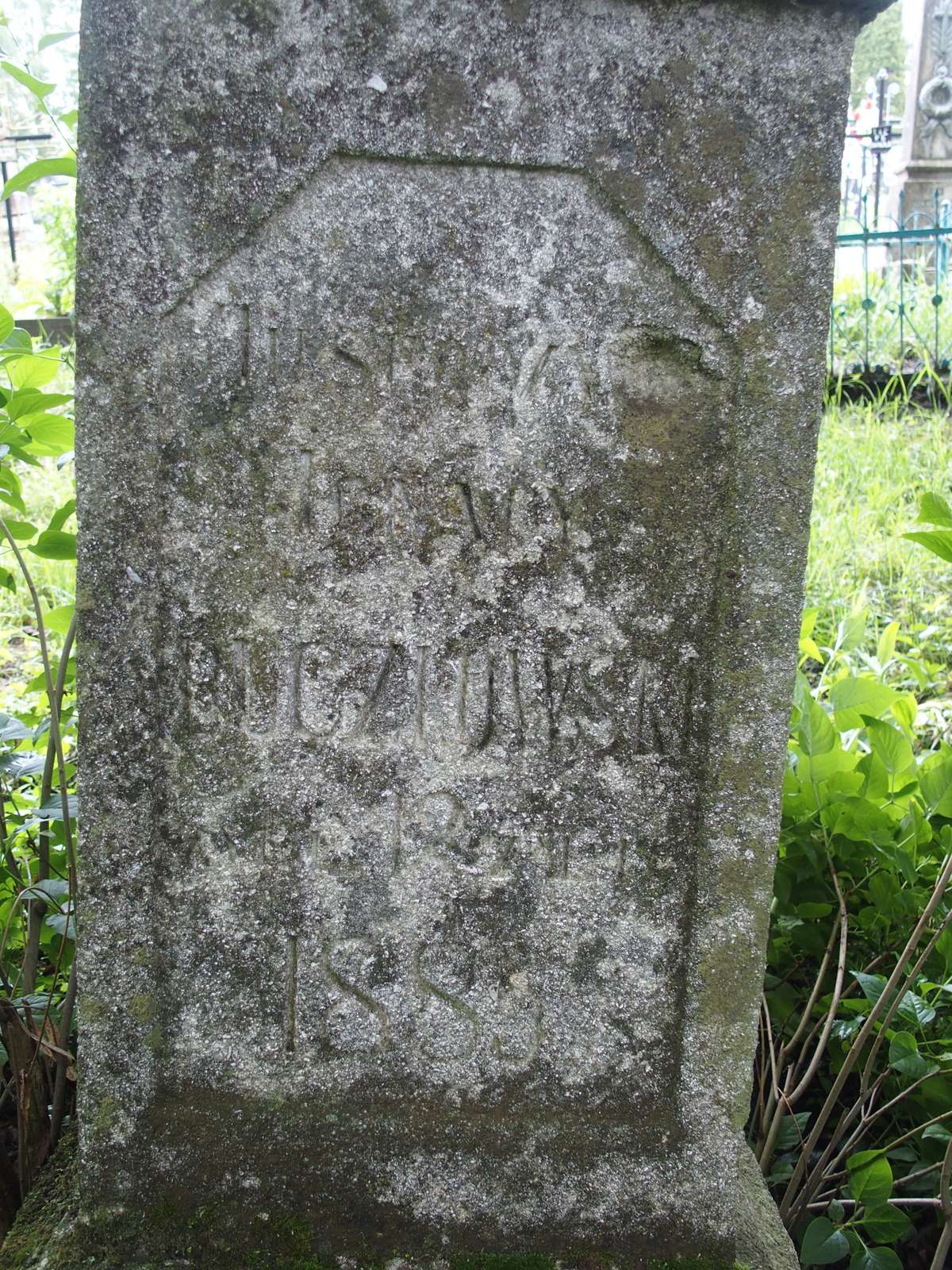 Inscription from the tombstone of Ignacy Buczkowski, Czystyłów cemetery