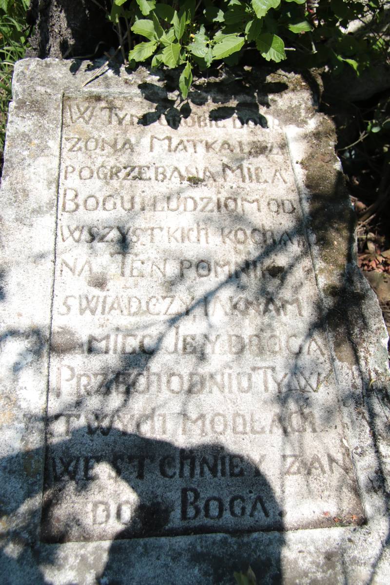 Inscription from the tombstone of Anna N.N. Cemetery in Stechnikovec