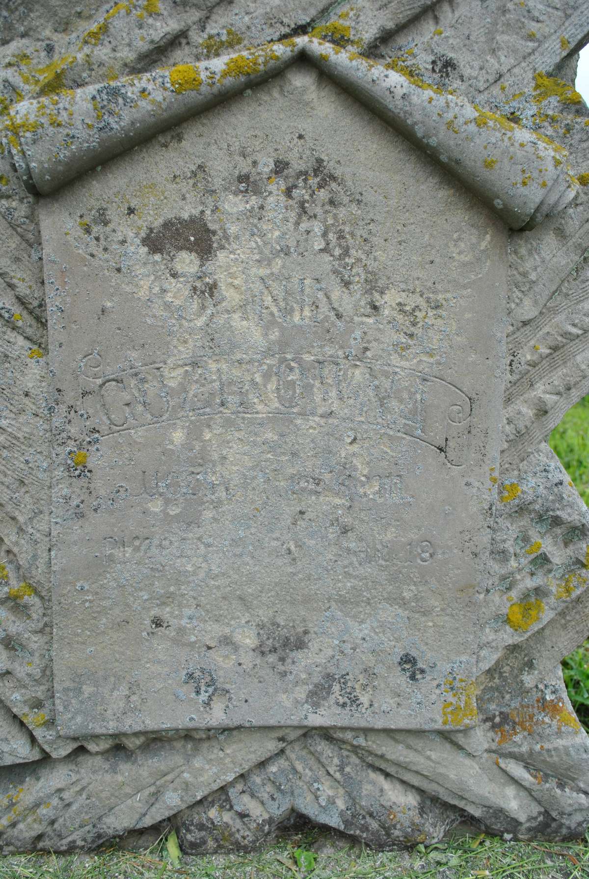 Inscription from the gravestone of Maria Janina Guzik, cemetery in Hlubochok Wielki