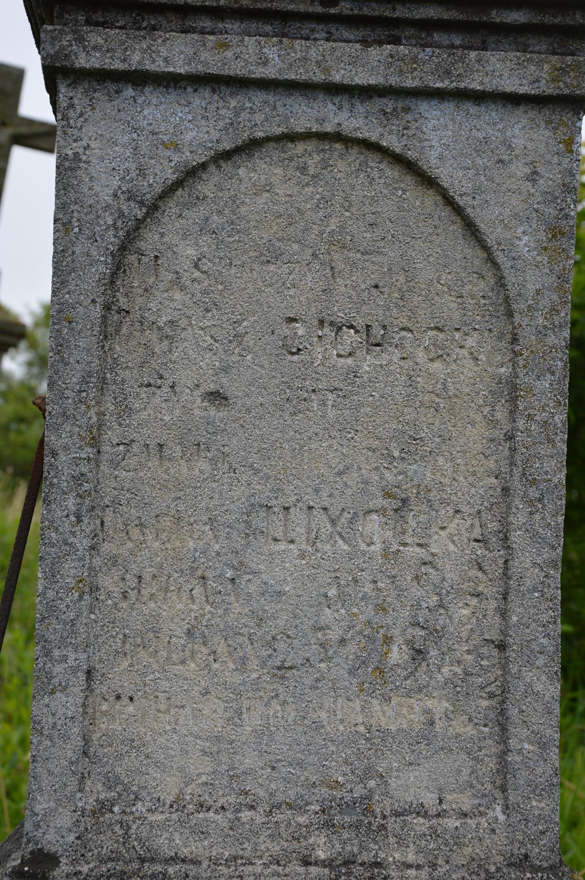 Inscription from the gravestone of Tomasz Cichocki, cemetery in Hlubochok Wielki