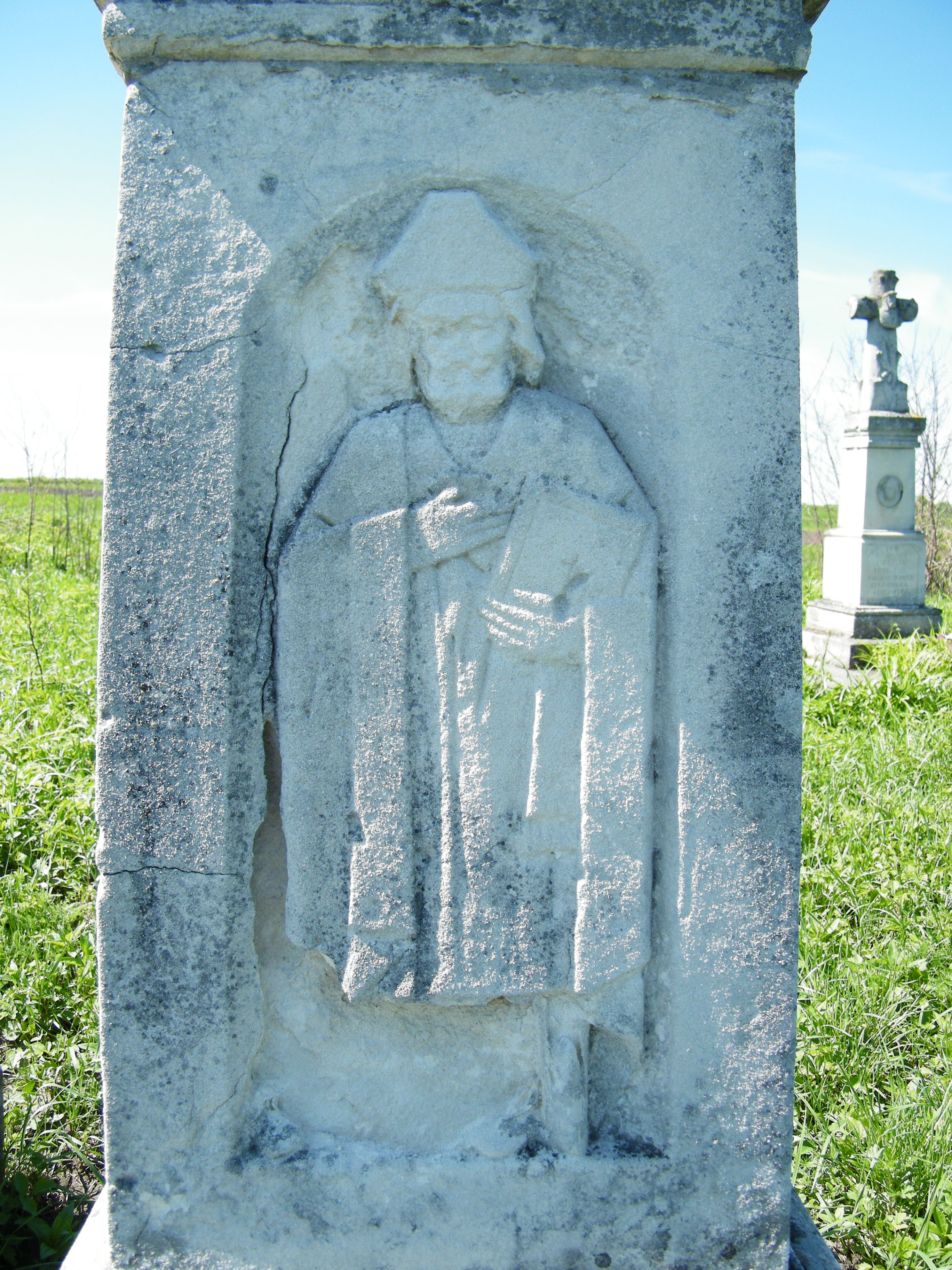 Fragment nagrobka Stanisława Białowąsa, cmentarz w Ihrowicy