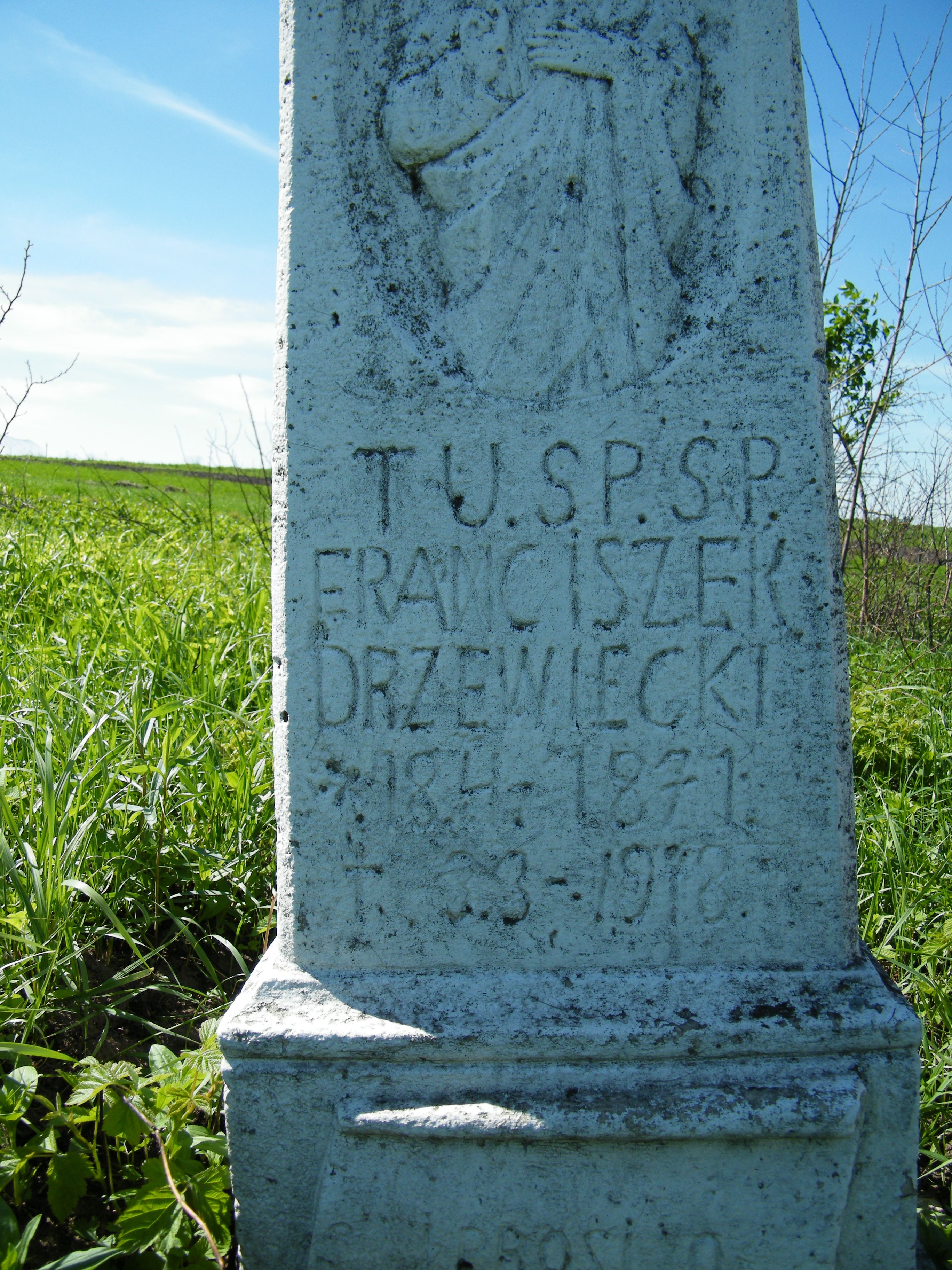 Inscription from the gravestone of Franciszek Drzewiecki, cemetery in Ihrowica
