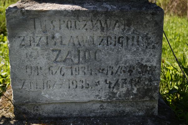 Inscription from the tombstone of Zbigniew and Zdzisław Zając, cemetery in Ihrowica