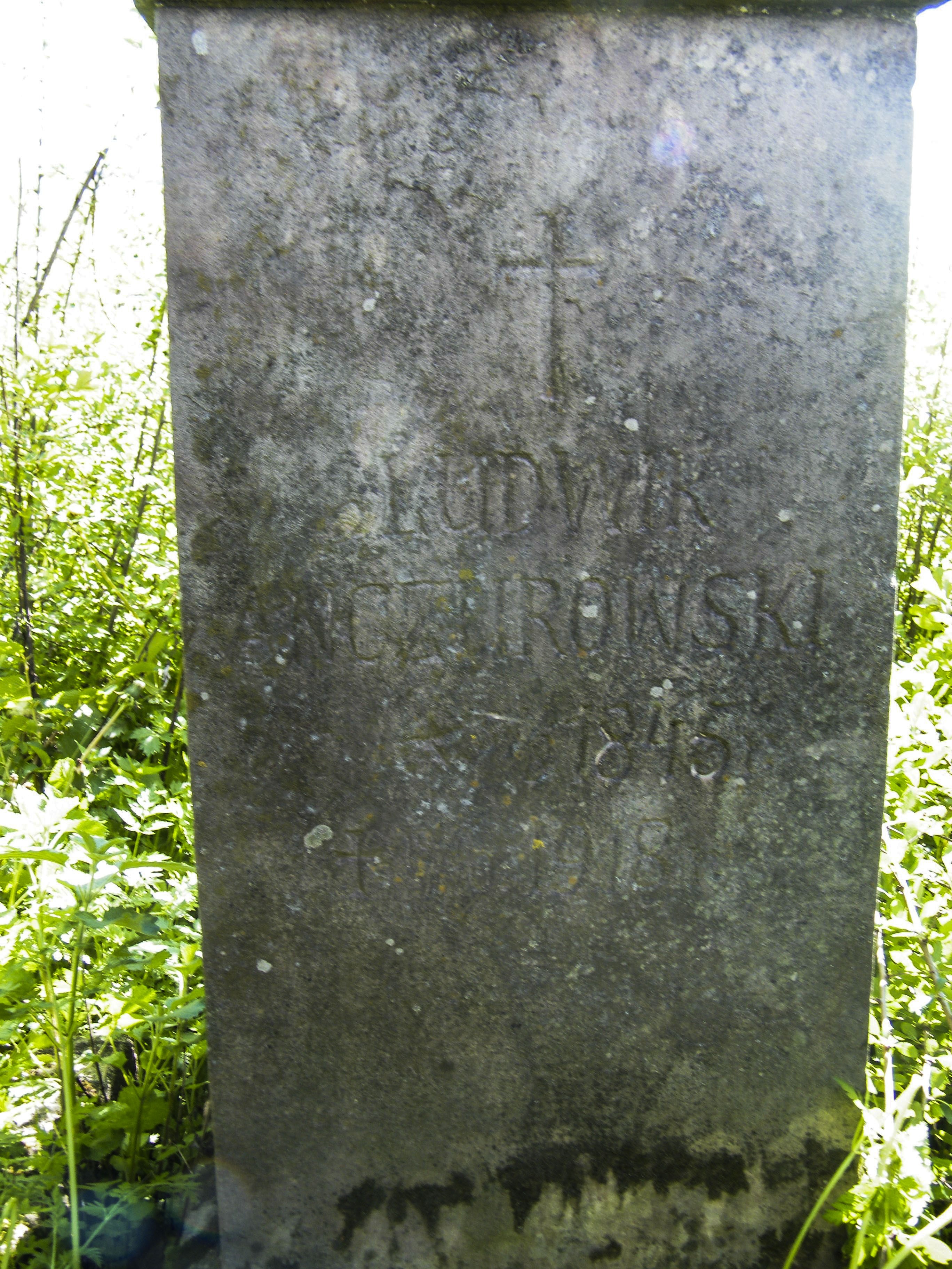 Inskrypcja z nagrobka Ludwika Anczorowskiego, cmentarz w Łozowej