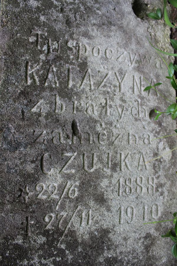 Fragment of Katażyna Czujka's tombstone, Janówka cemetery