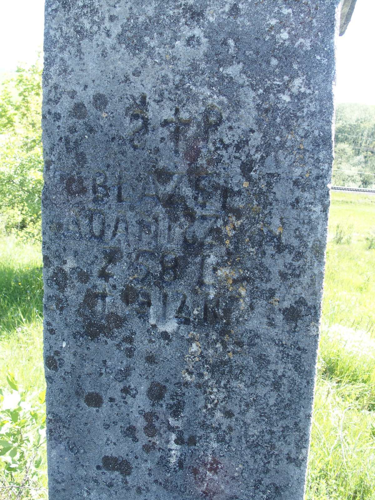 Inscription from the gravestone of Błażej Adamiszyn, cemetery in Łozowa