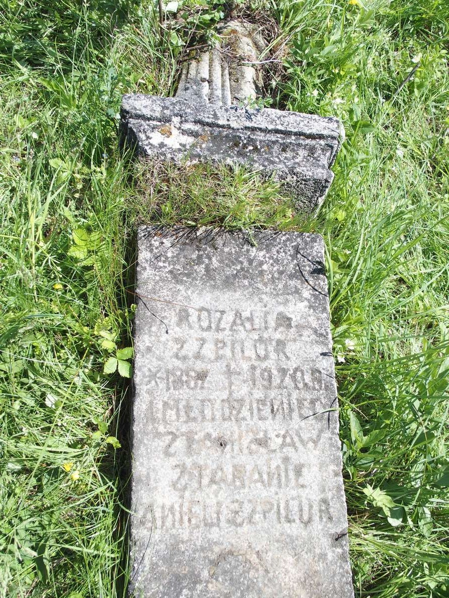 Inskrypcja z nagrobka Rozalii i Stanisława N.N., cmentarz w Łozowej