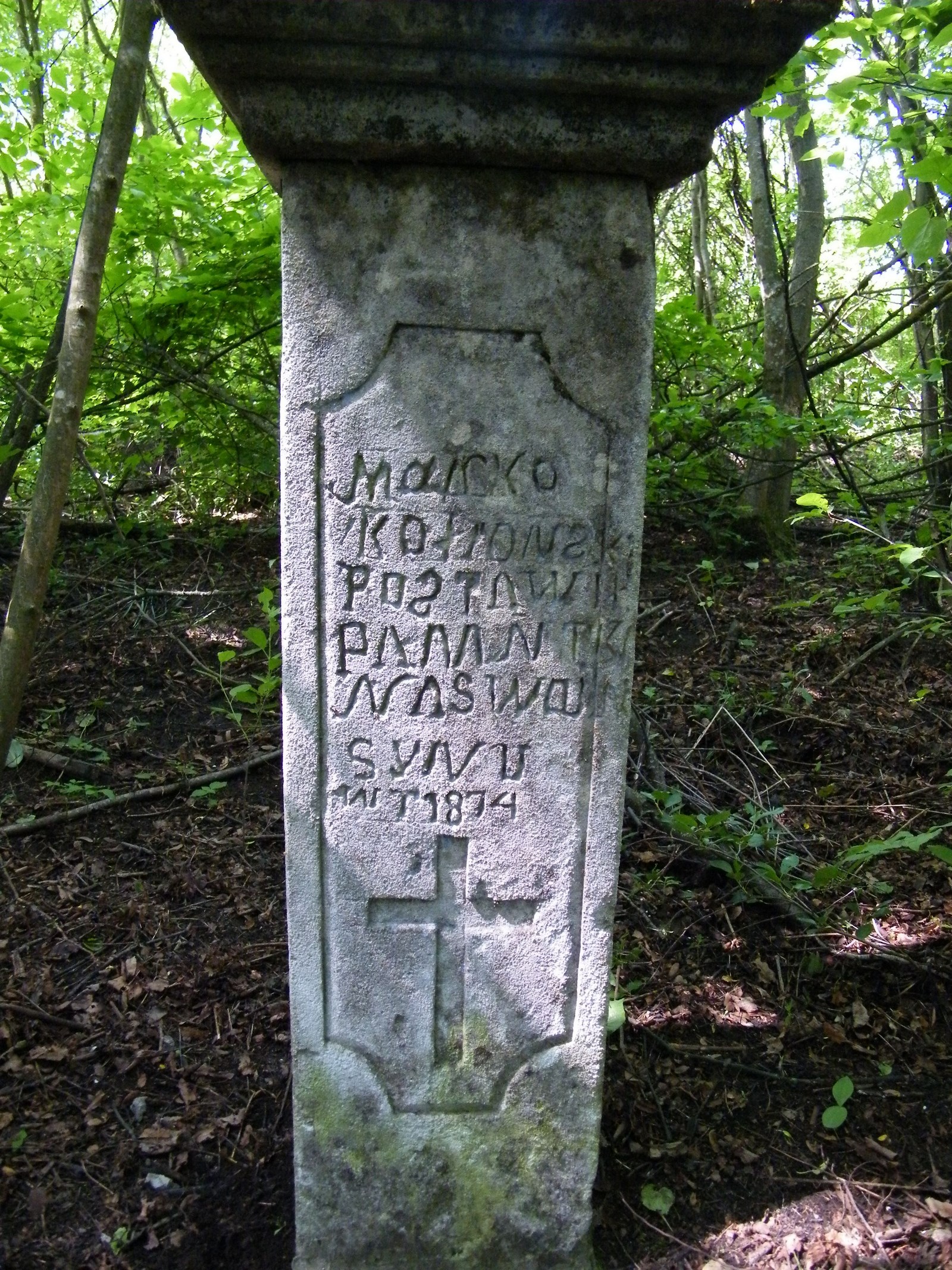 Inscription from a gravestone of Kolronzki N.N. Cemetery in Kokutkovce
