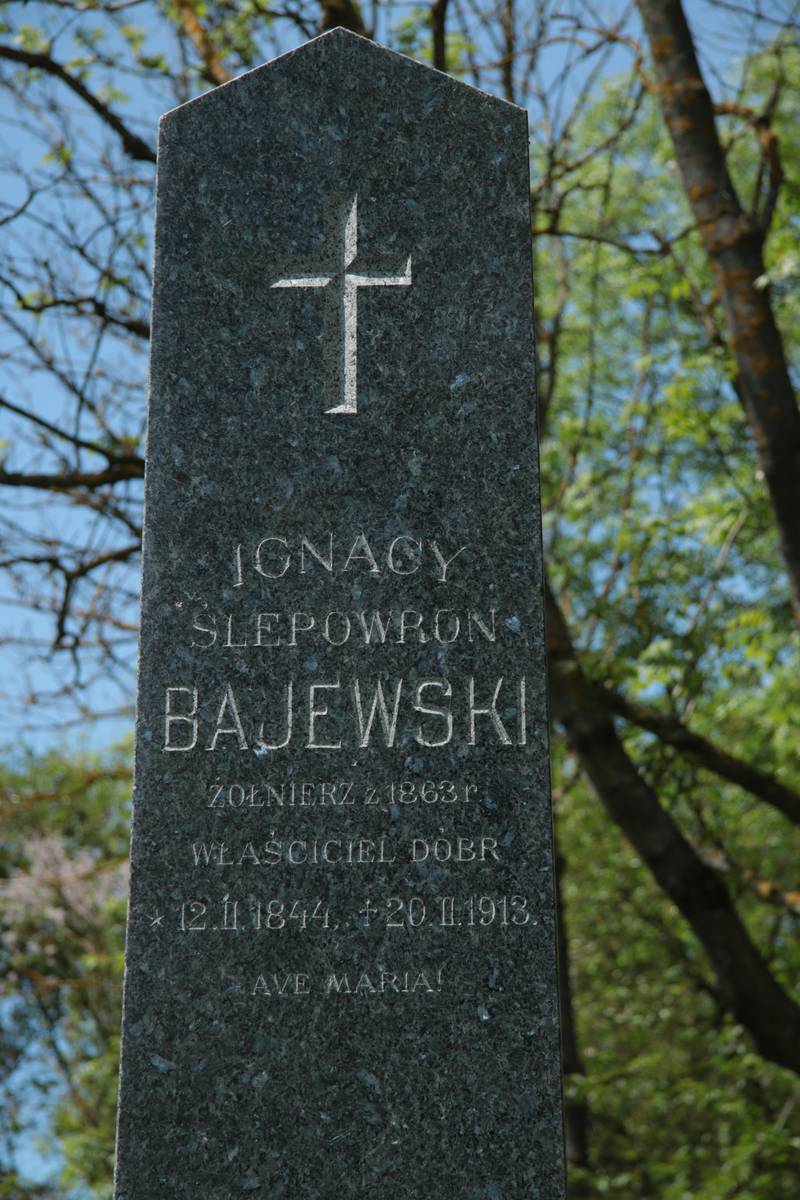 Inscription from the tomb of Ignacy Slepowron Bajewski, Horodyszcze cemetery