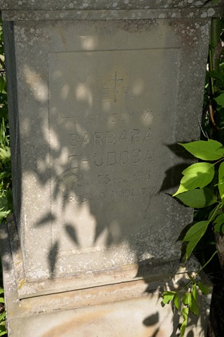 Inskrypcja z nagrobka Barbary Chudoby, cmentarz w Dołżance