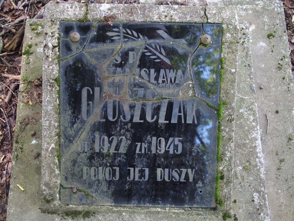 Inskrypcja z nagrobka Stanisławy Gluszczak. Cmentarz w Kokutkowcach