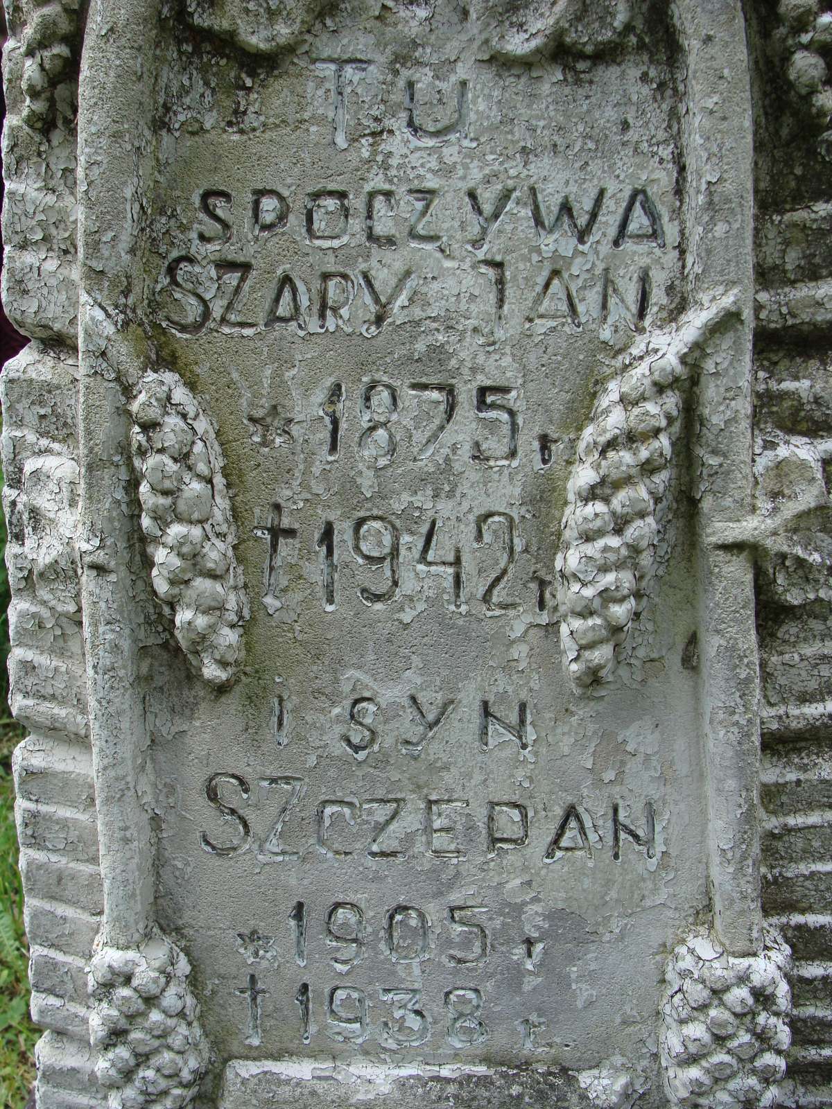 Inscription from the gravestone of Jan and Szczepan Szary. Cemetery in Kokutkowce