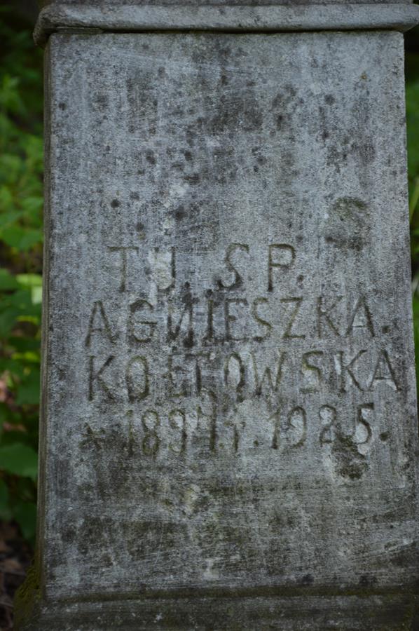 Inscription from the gravestone of Agnieszka Koltowska. Cemetery in Kokutkowce
