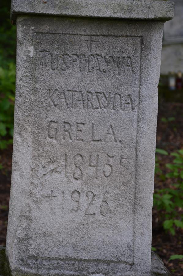 Inscription from the gravestone of Katarzyna Grela. Cemetery in Kokutkowce