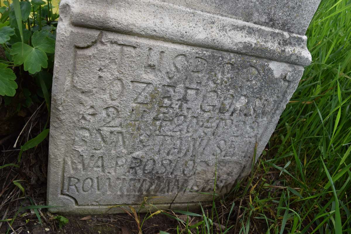 Inscription from the gravestone of Jozef Gorski, Smykowce cemetery