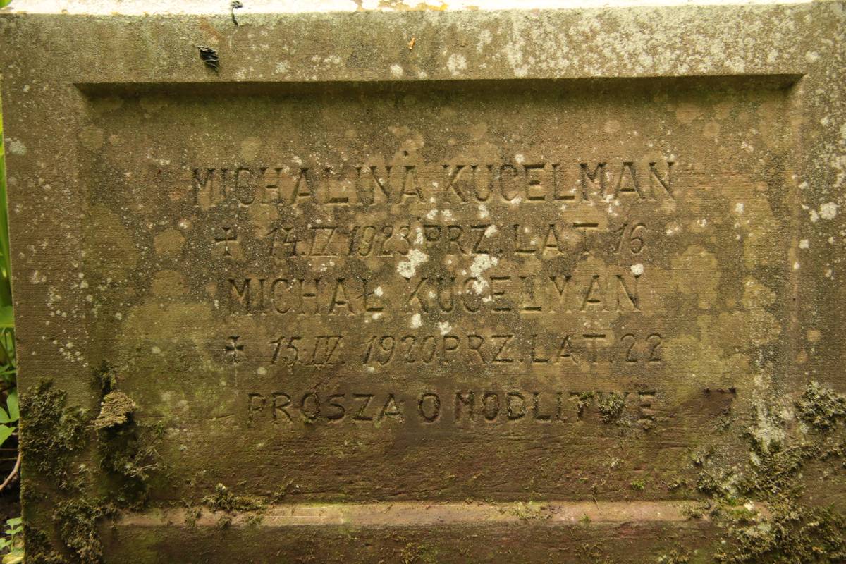 Inscription from the tombstone of the Kucelman family. Cemetery in Kokutkowce