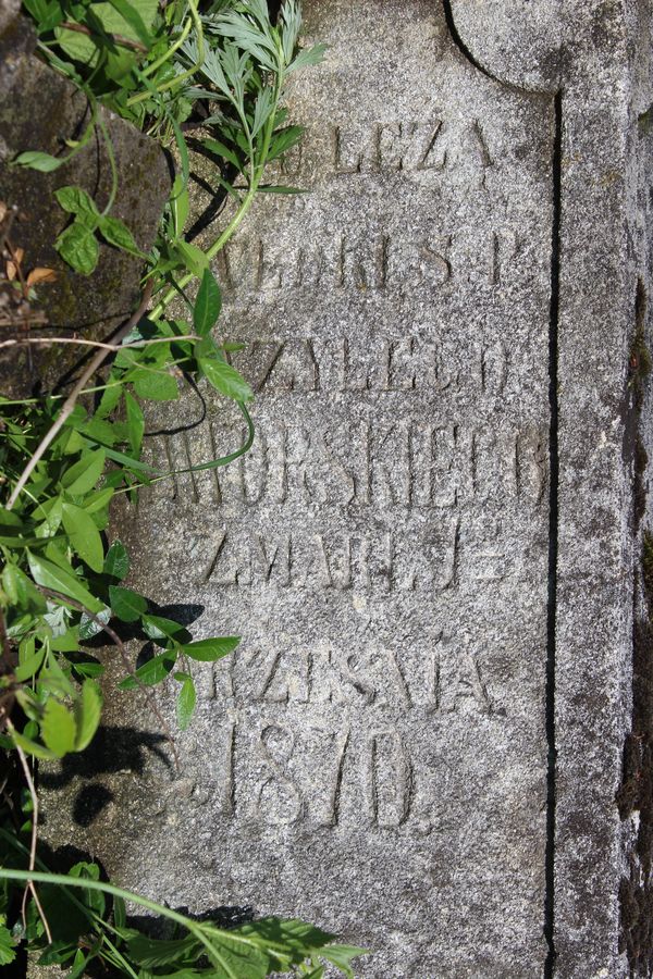 Inscription from the gravestone of Basil Jaworski, Cebrovo cemetery