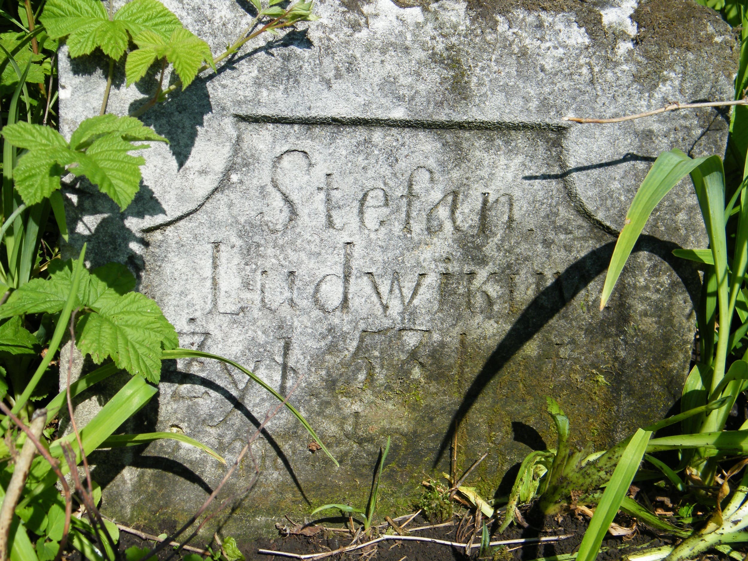 Inscription from the gravestone of Stefan Ludwig. Cemetery in Cebrów