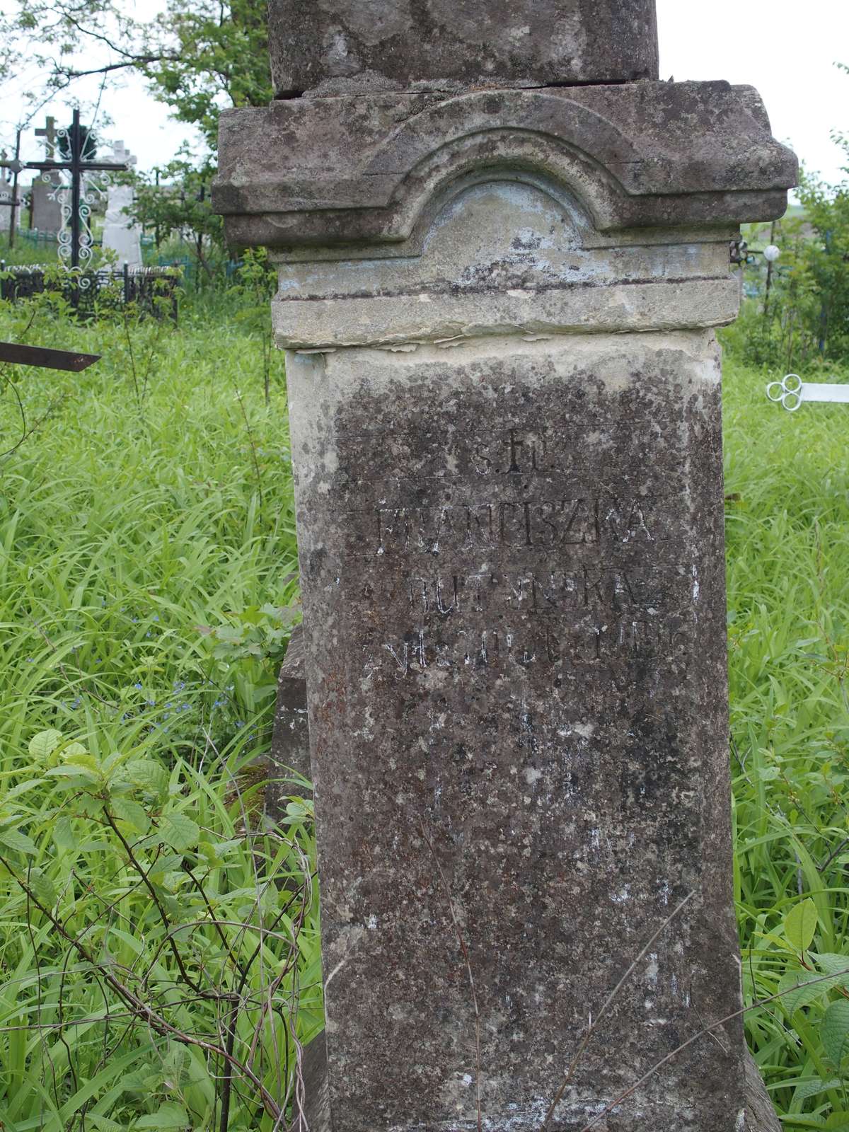 Inskrypcja z nagrobka Franciszki Butyńskiej, cmentarz w Konopkówce