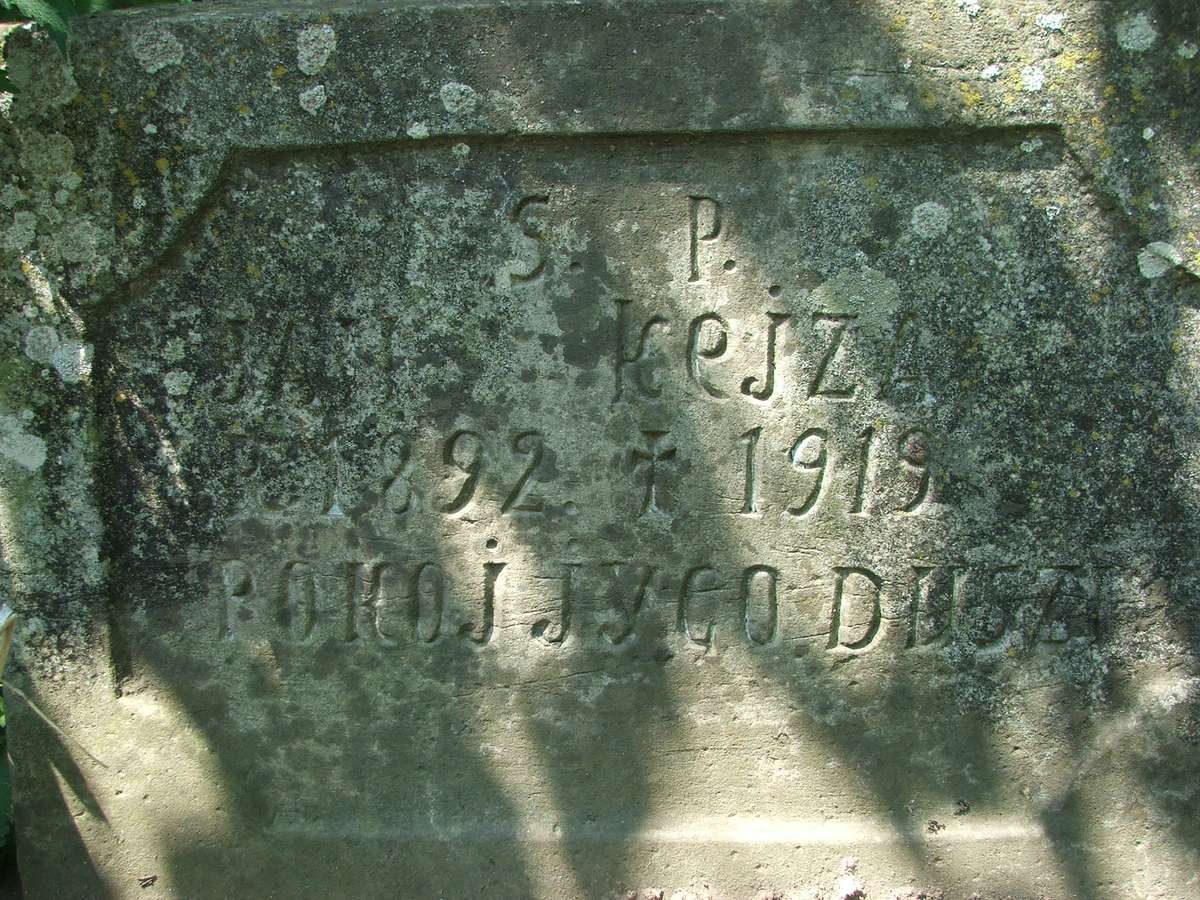 Fragment of Jan Kejza's gravestone, Skoromochy cemetery