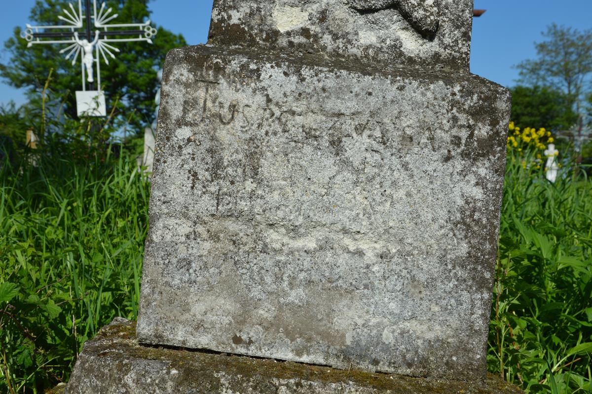 Inscription from the gravestone of Mikołaj Nowak. Cemetery in Cebrów