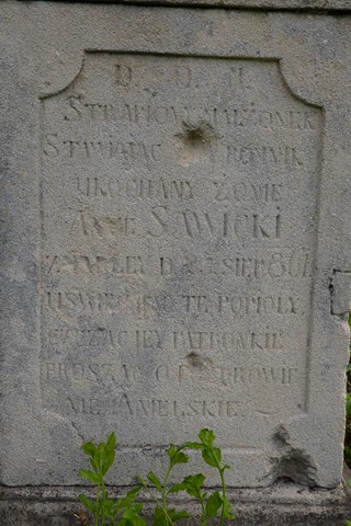Inscription from the gravestone of Anna Sawicka, Smykowce cemetery