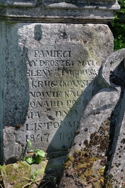 Fragment of the tombstone of Helena Kruczkowska, cemetery in Borki Wielkie