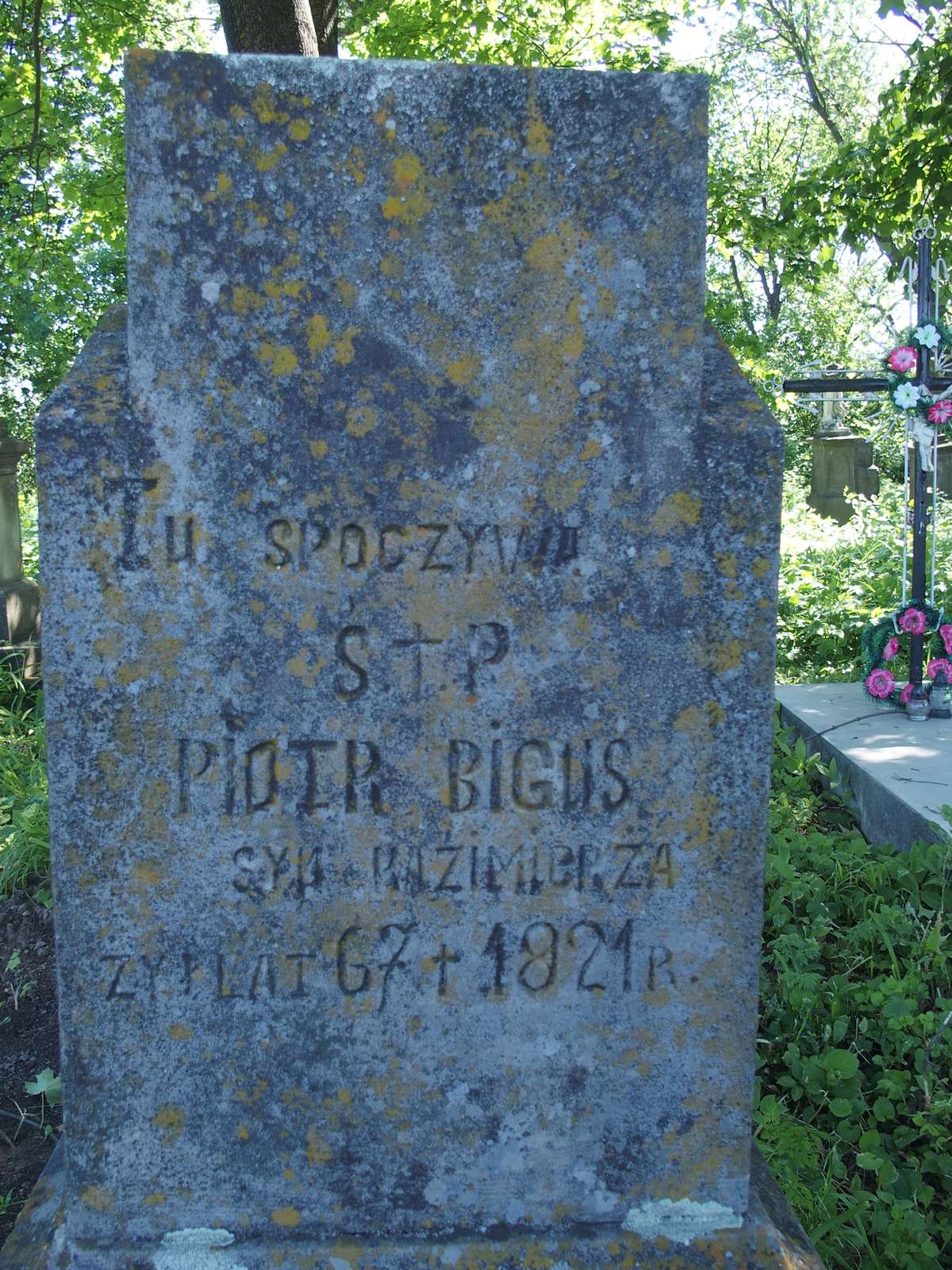 Nagrobek Piotra Bigusa, cmentarz w Borkach Wielkich