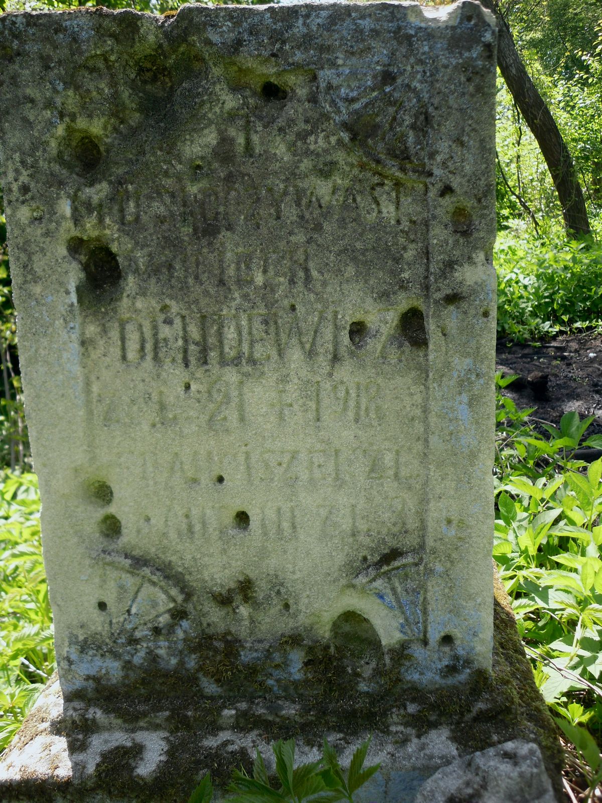 Inscription from the tombstone of the Dendewicz family, Kozlowo cemetery