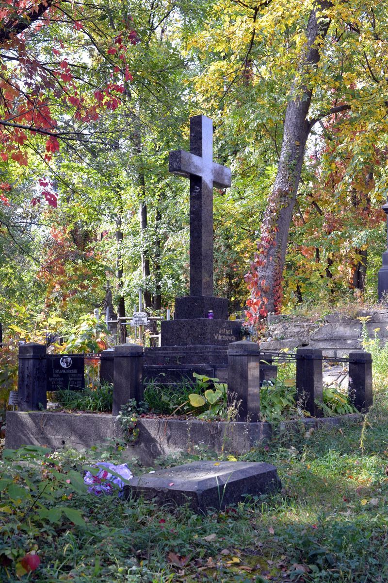 Nagrobek Antoniego Wilczkowskiego, cmentarz Bajkowa w Kijowie, stan z 2021.